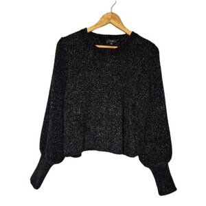 Joe's Jeans Black Chenille Sweater with Balloon Sleeves Size Medium